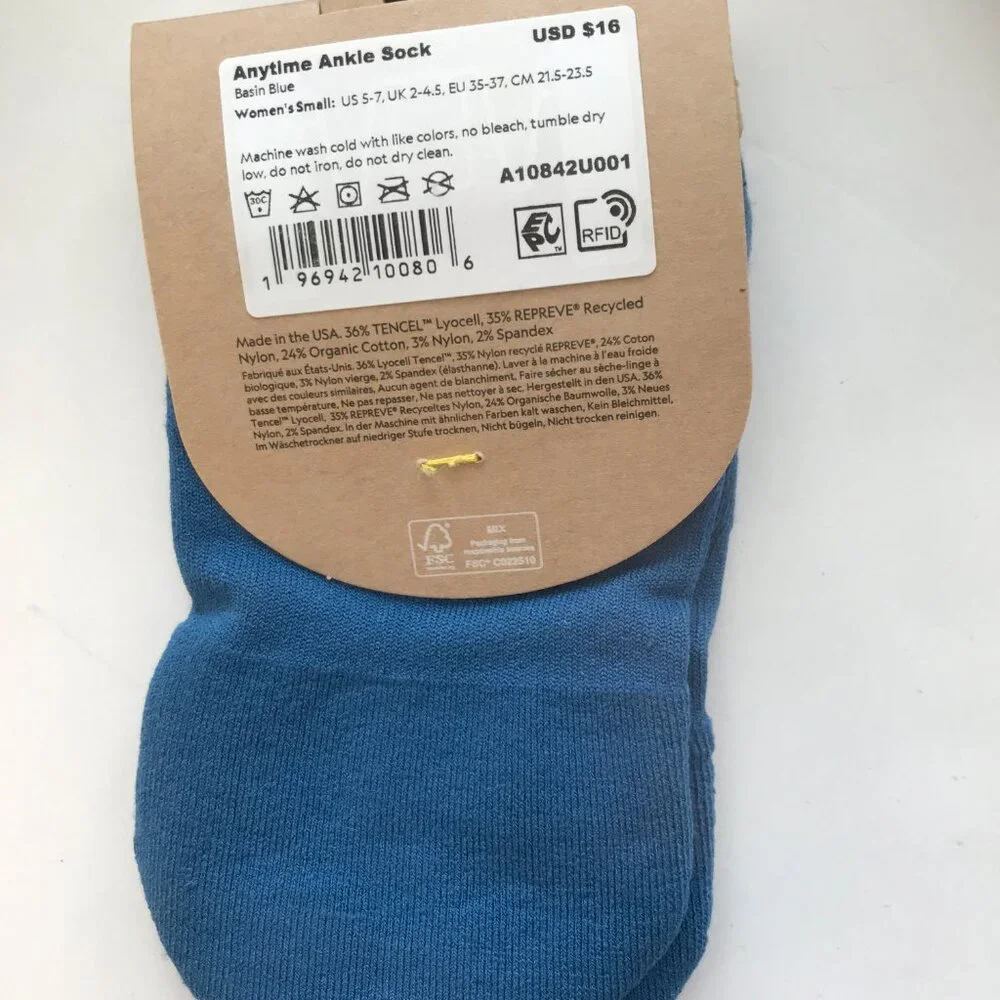 allbirds Anytime Ankle Sock Basin Blue Women SMALL